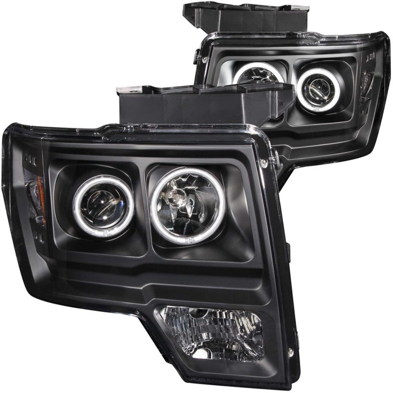 ANZO 2009-2014 Ford F-150 Projector Headlights w/ Halo Black (CCFL) - 111161-C-Dub Tech