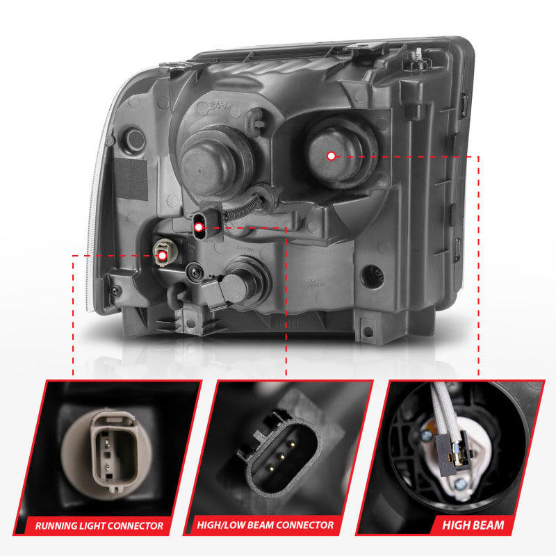 ANZO 99-04 Ford F250/F350/F450/Excursion (excl 99) Projector Headlights - w/ - 111551-C-Dub Tech