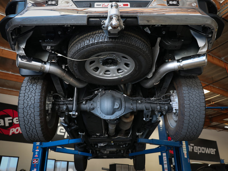 aFe Large Bore-HD 4in 409SS DPF-Back Exhaust System w/Polished Tips - 49-44126-P-C-Dub Tech