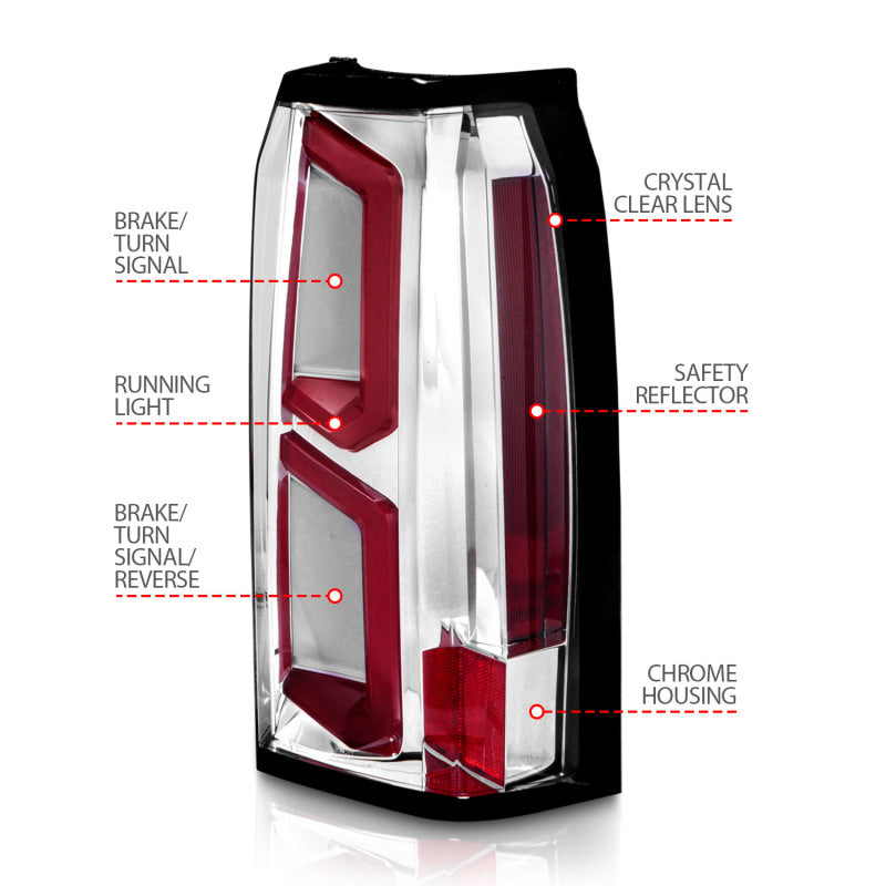 ANZO 2015-2020 Chevrolet Tahoe LED Tail Lights w/ Light Bar - 311376-C-Dub Tech