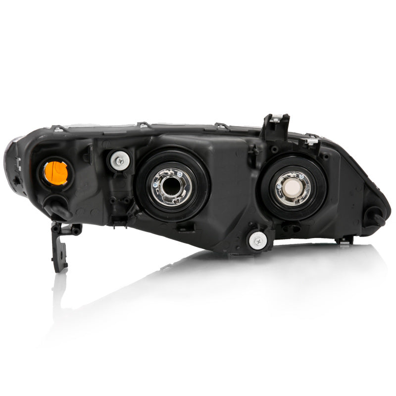 ANZO 2006-2011 Honda Civic 4 Door Crystal Headlight Black Amber - 121547-C-Dub Tech