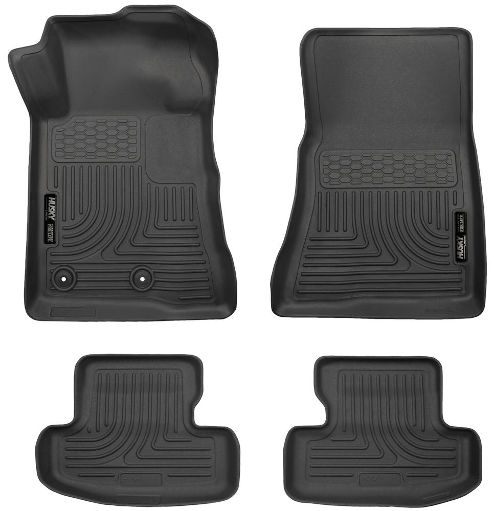 Husky Liners WeatherBeater Black Front & Back Seat Floor Liners - 2015-2020 Ford Mustang