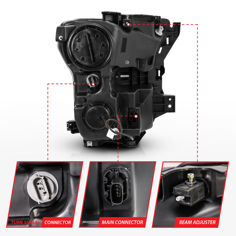 ANZO 2015-2017 Ford F-150 Projector Headlights w/ Plank Style Switchback - 111357-C-Dub Tech