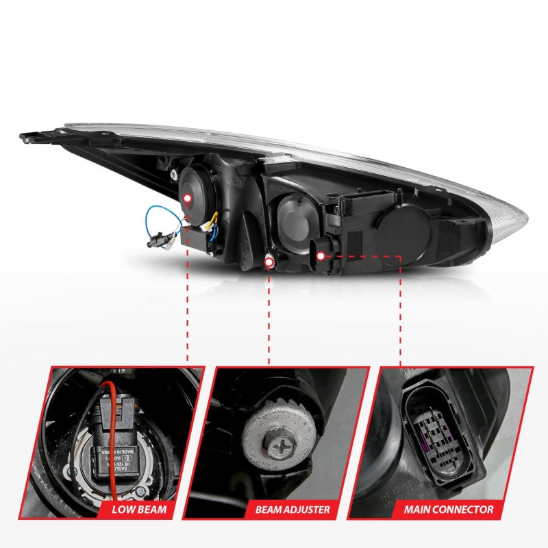 ANZO 15-18 Ford Focus Projector Headlights - w/ Light Bar - 121564-C-Dub Tech