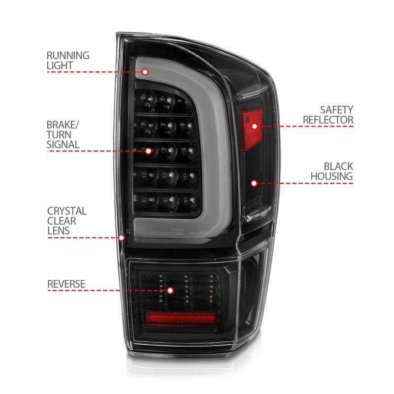 ANZO 16-21 Toyota Tacoma LED Tail Lights - w/ Light - 311400-C-Dub Tech