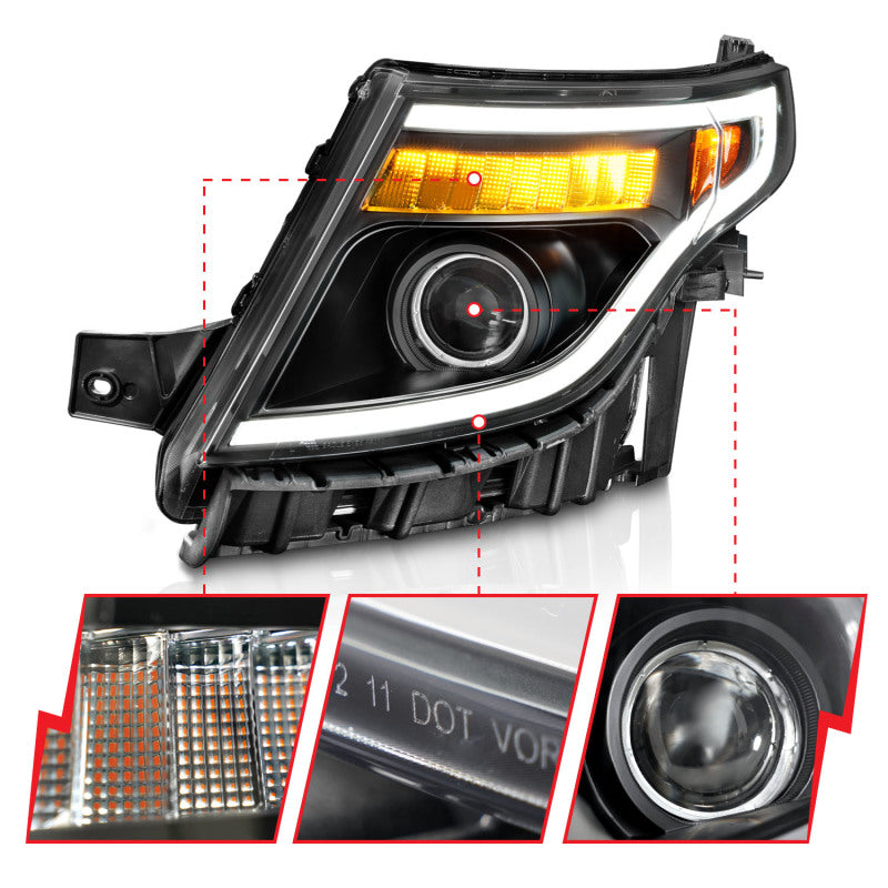 ANZO 11-15 Ford Explorer (w/Factory Halogen HL Only) Projector Headlights - 111575-C-Dub Tech