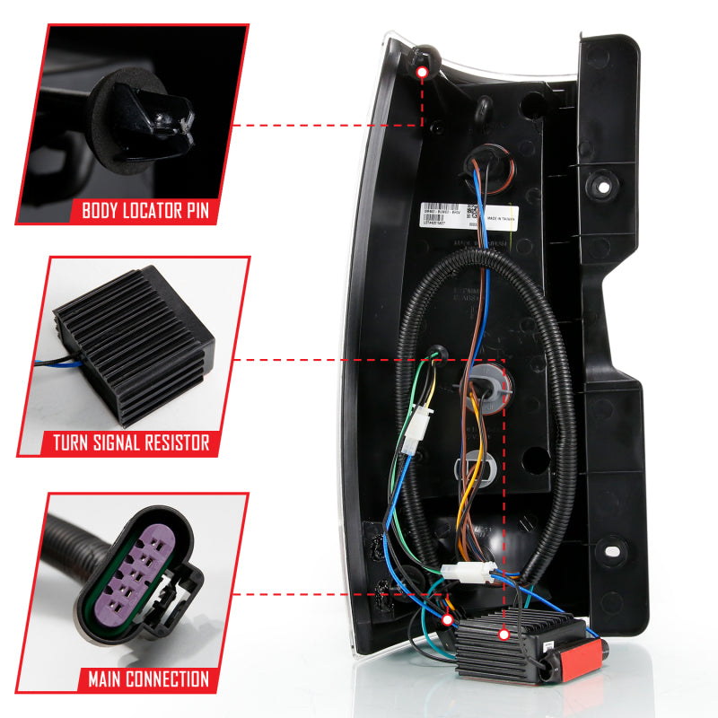 ANZO 2007-2014 Chevy Tahoe LED Taillight Plank Style Black w/Clear - 311321-C-Dub Tech