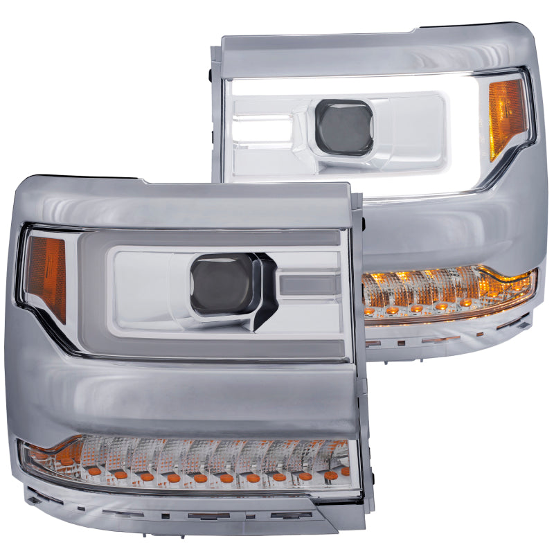 ANZO 16+ Chevy Silverado 1500 Projector Headlights Plank Style Chrome - 111376-C-Dub Tech