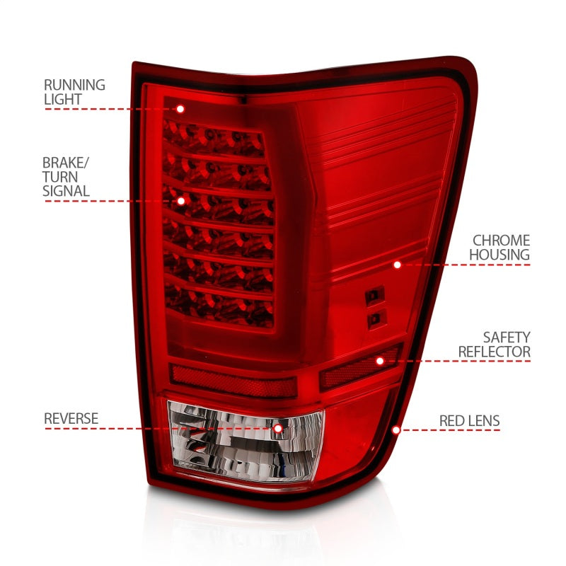 Anzo 04-15 Nissan Titan Full LED Tailights Chrome Housing Red/Clear - 311422-C-Dub Tech