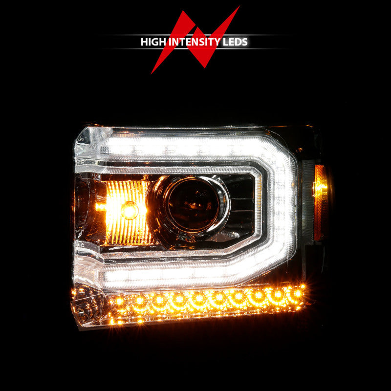ANZO 2014-2015 Gmc Sierra 1500 Projector Headlights w/ Light Bar - 111514-C-Dub Tech