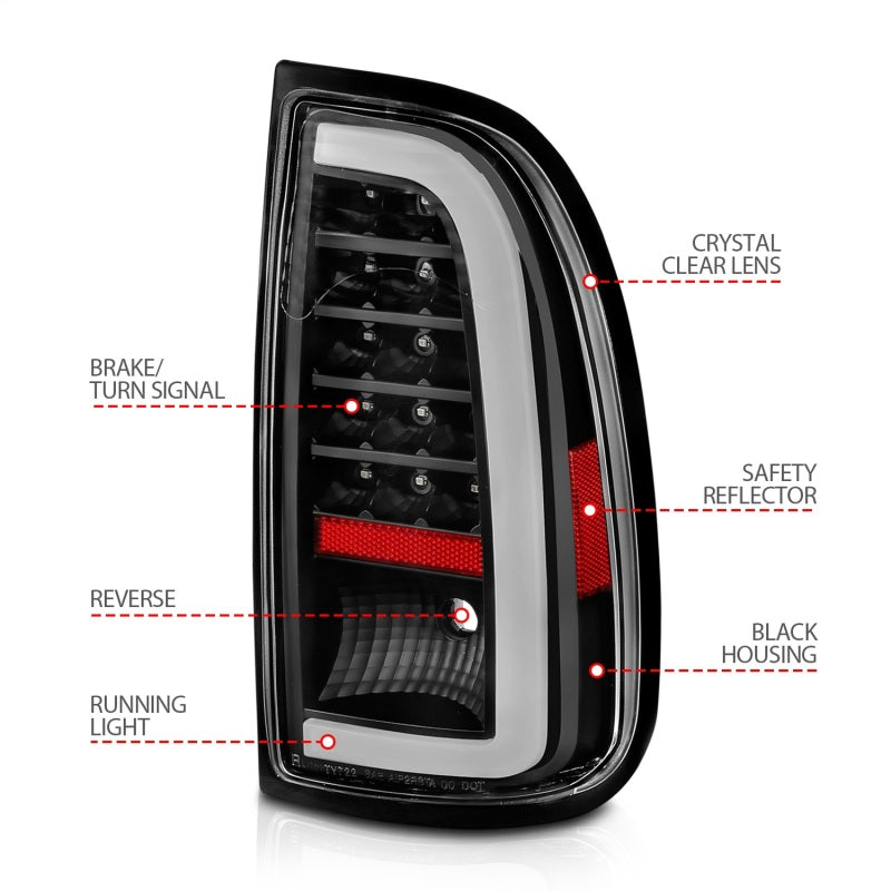 ANZO 00-06 Toyota Tundra LED Taillights w/ Light Bar Black - 311411-C-Dub Tech