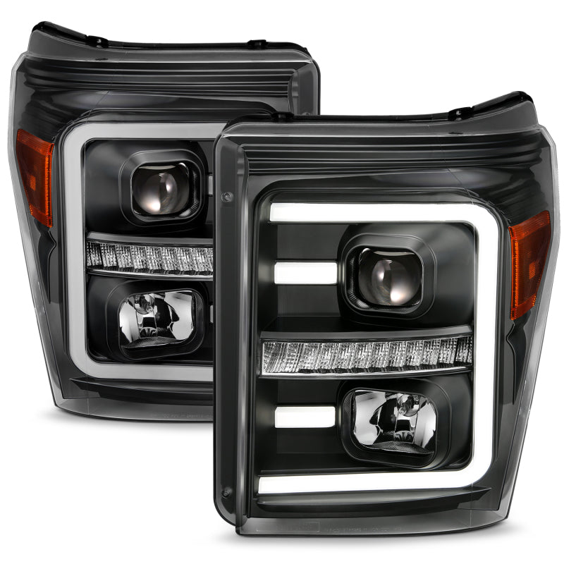 ANZO 2011-2016 Ford F250 Projector Headlights w/ Plank Style Switchback - 111406-C-Dub Tech
