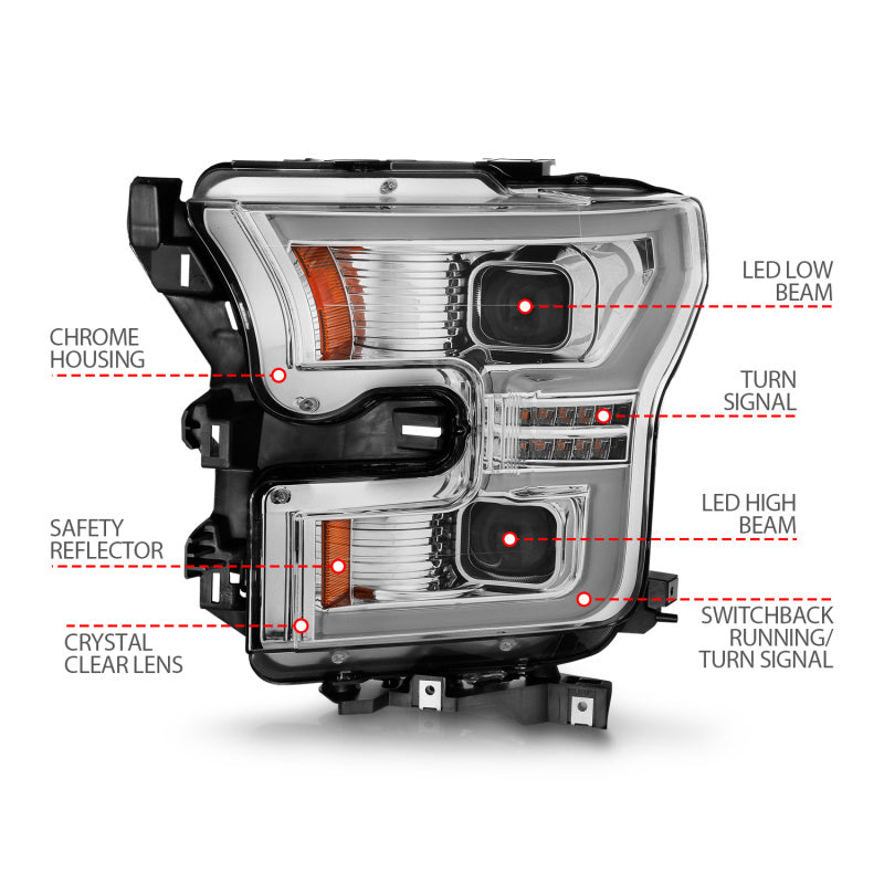 ANZO 15-17 Ford F-150 LED Projector Headlights - w/ Light - 111548-C-Dub Tech