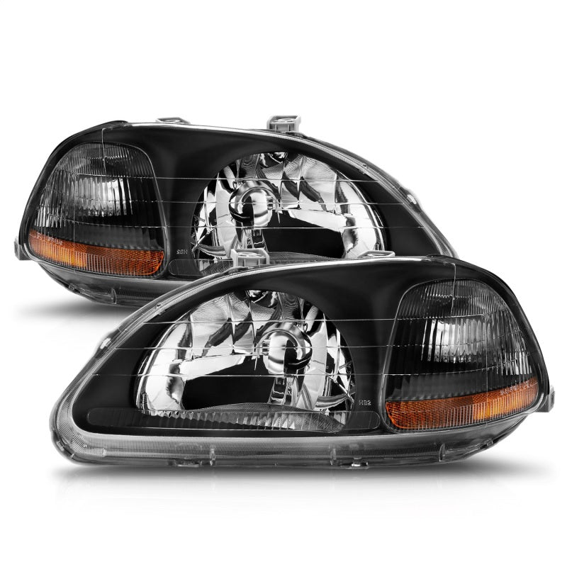 ANZO 1996-1998 Honda Civic Crystal Headlights Black - 121067-C-Dub Tech