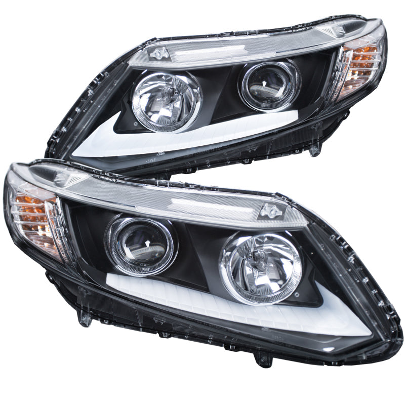 ANZO 2012-2015 Honda Civic Projector Headlights w/ U-Bar Chrome - 121478-C-Dub Tech