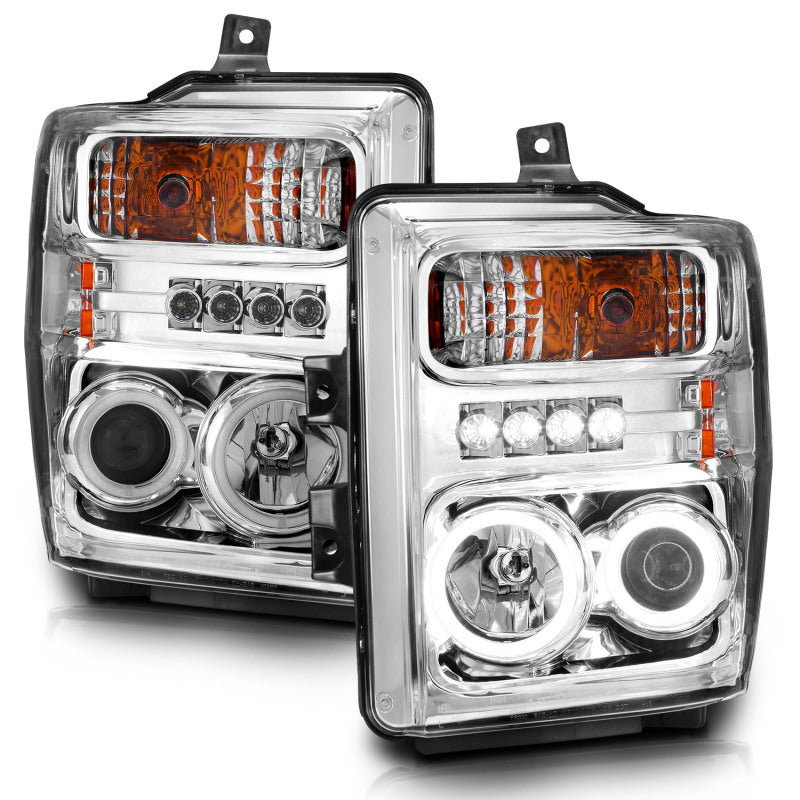 ANZO 2008-2010 Ford F-250 Projector Headlights w/ Halo Chrome (CCFL) - 111167-C-Dub Tech