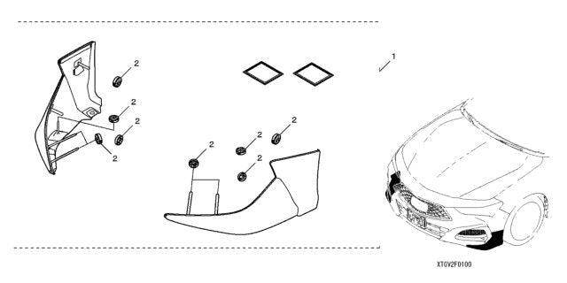 Genuine Acura 2021+ TLX Underbody Spoiler, Front