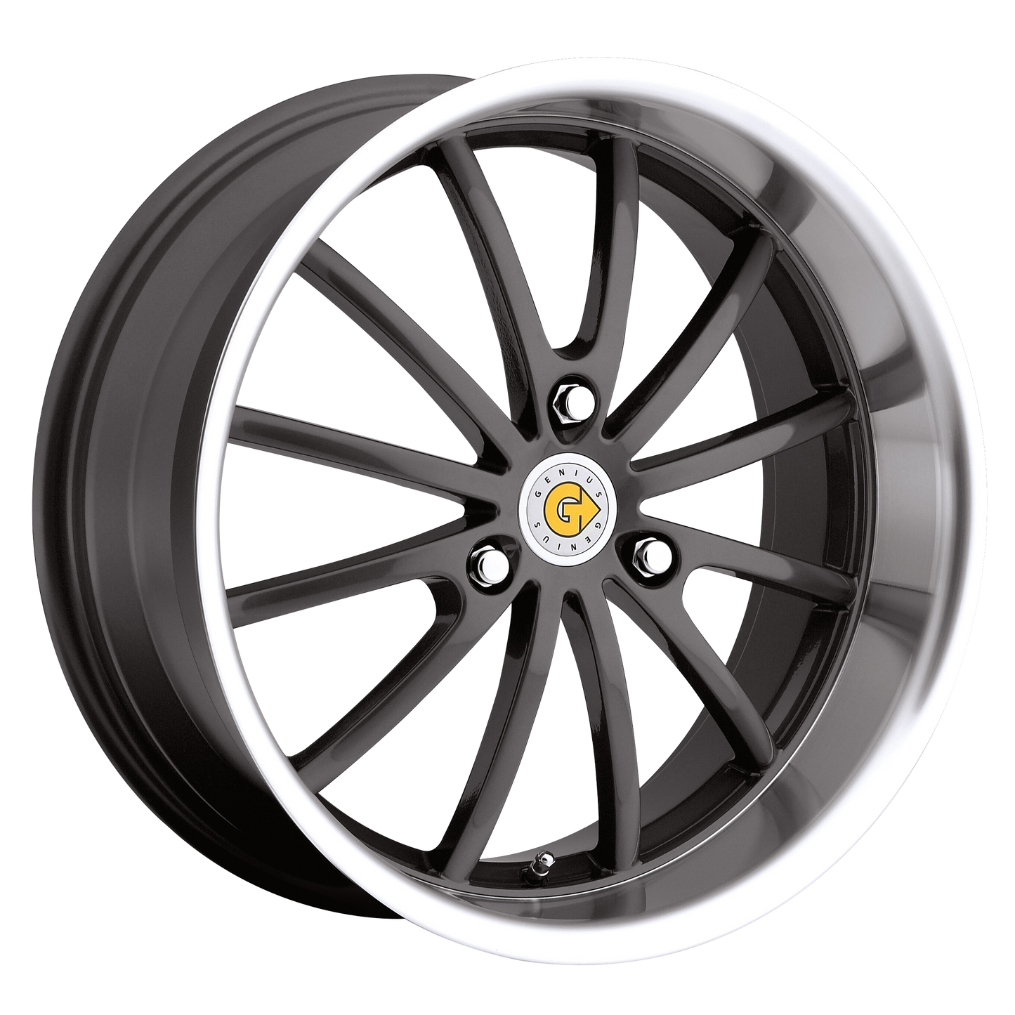Genius Darwin Wheel, 17x7.5 +26 Offset 3x112, Gunmetal W/ Mirror Cut Lip - 1775GED263112G57