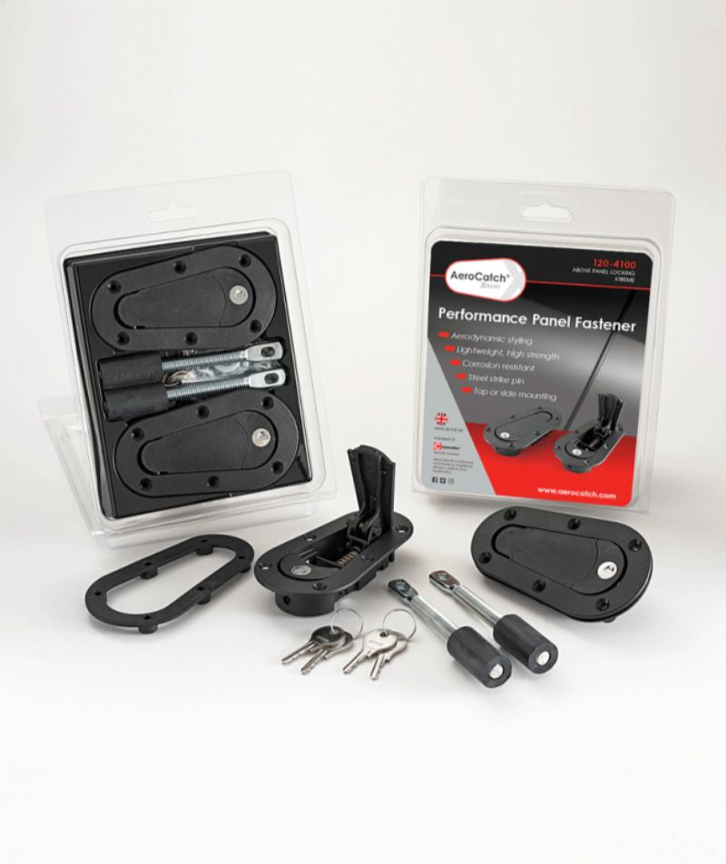 AeroCatch Black Xtreme Series 120 Plus Flush Hood Fasteners built-in Security Lock-C-Dub Tech