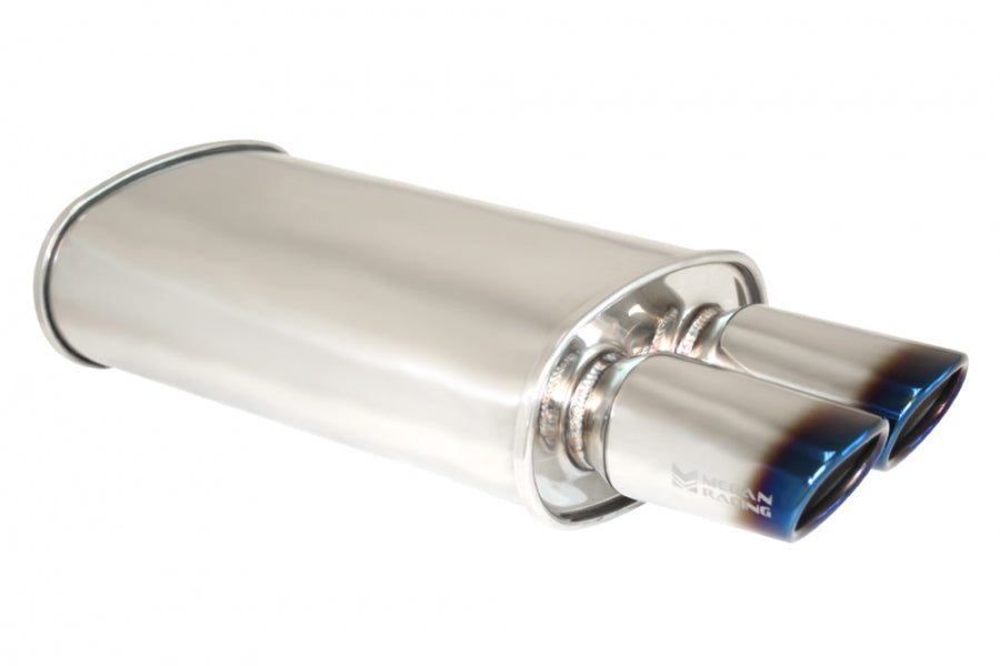 Universal Exhaust O-VA Muffler (Dual Oval Burnt Tips) - MR-MU-OVA-2 - MR-MU-OVA-2