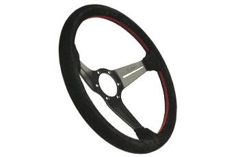 Nardi Deep Corn Sport Rally - 350mm (Black Suede / Red Stitch)