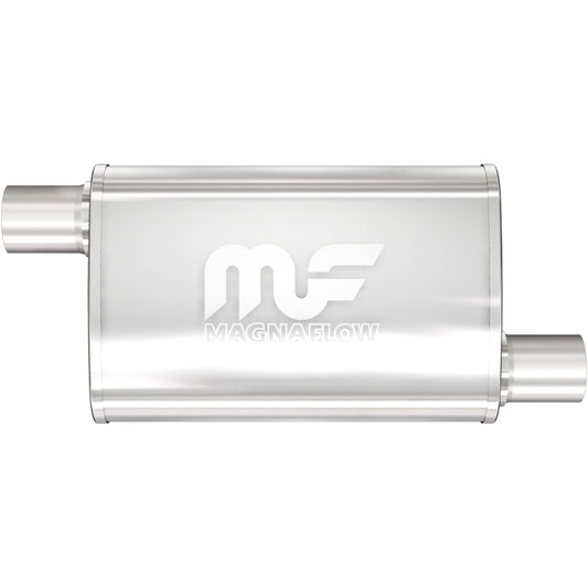 Straight-Through Performance Muffler; 2.5in. Offset/Offset; 4x14x9 Body