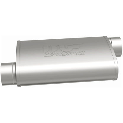 Straight-Through Performance Muffler; 3in. Offset/Offset; 4x14x9 Body