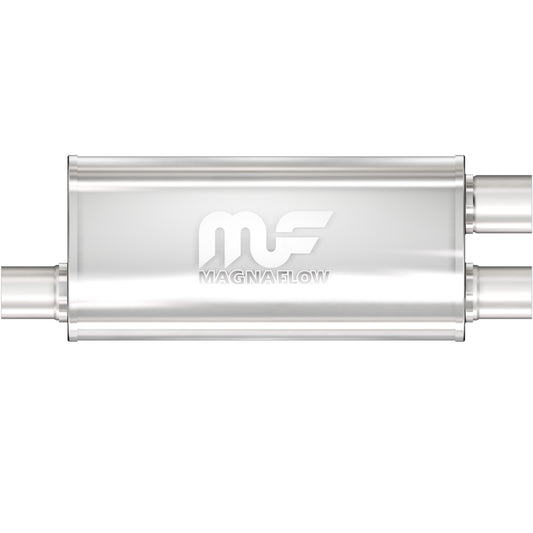 Straight-Through Performance Muffler; 2.5in. Offset/Dual; 5x18x8 Body
