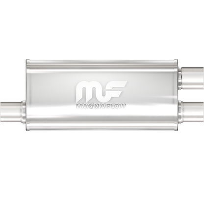 Straight-Through Performance Muffler; 2.5/2.25in. Offset/Dual; 5x18x8 Body