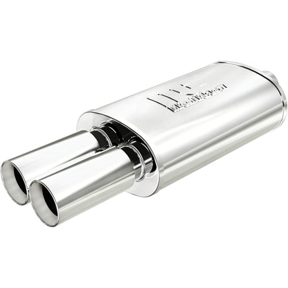 Straight-Through Performance Muffler; 2.25/3.125in. Center/Dual; 5x14x8 Body