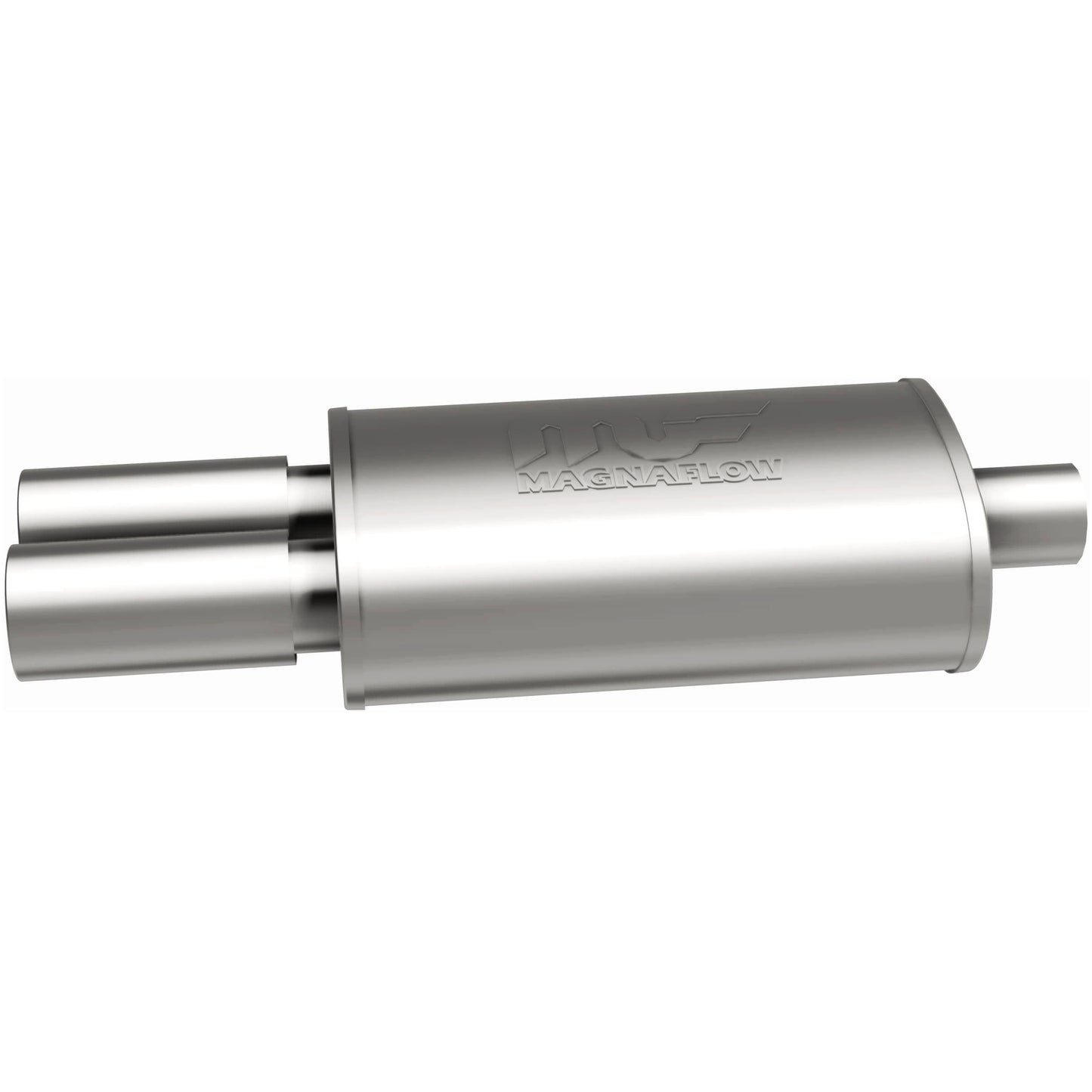 Straight-Through Performance Muffler; 2.25/3.125in. Center/Dual; 5x14x8 Body
