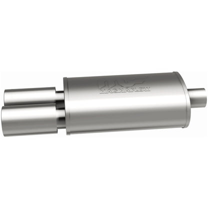 Straight-Through Performance Muffler; 2.25/3.5in. Center/Dual; 5x14x8 Body