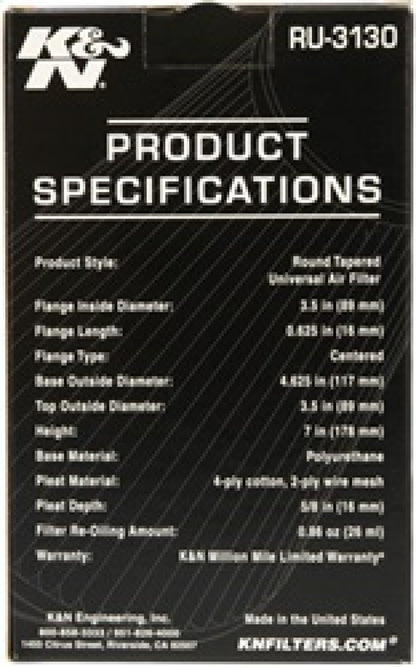 KN Universal Air Filter