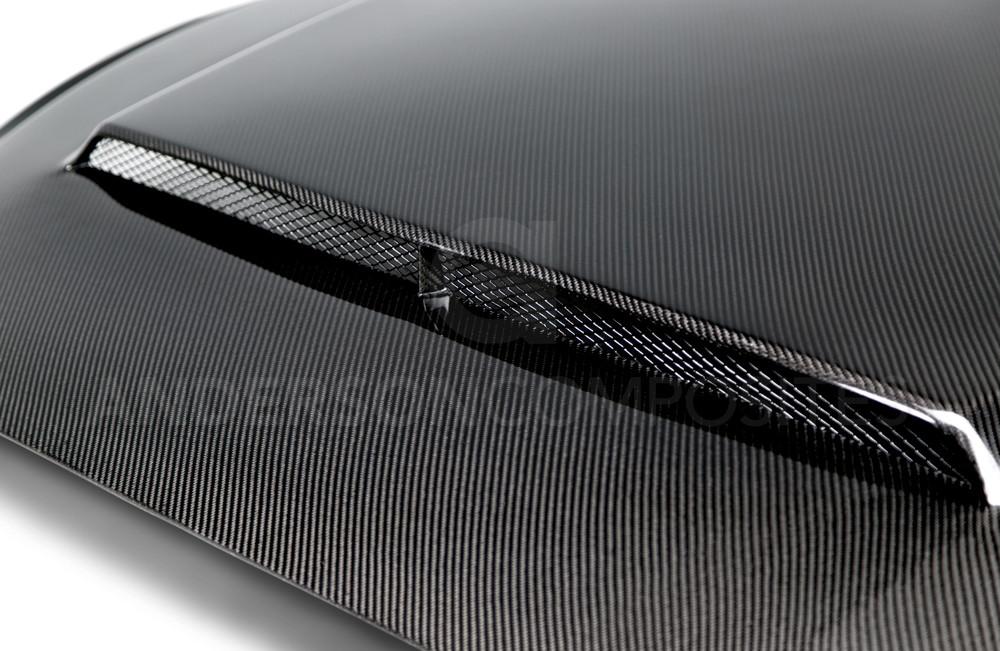 Anderson Composites AC-HD15FDMU-SN-DS Type-SN Double Sided Carbon Fiber Hood For 2015-2017 Ford Mustang