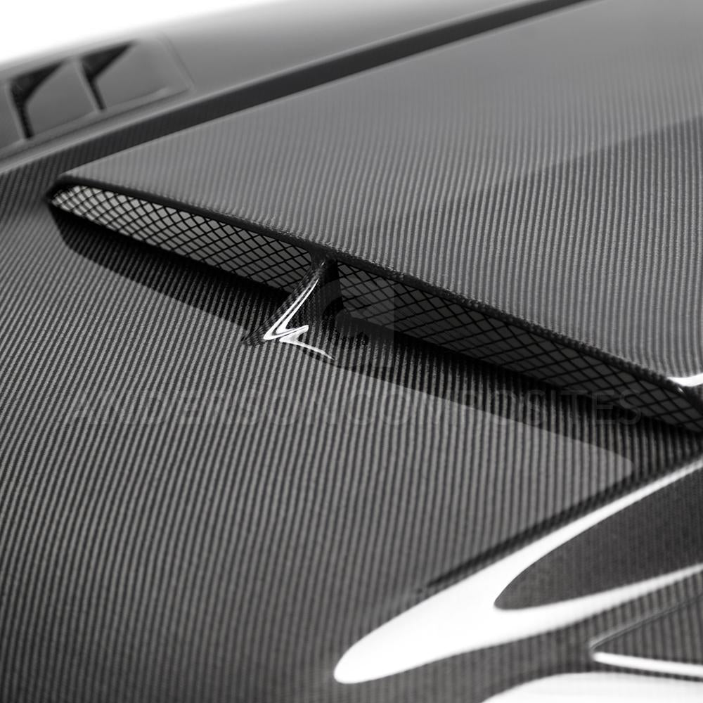 Anderson Composites AC-HD18FDMU-AB-DS Type-AB Ram Air Double Sided Carbon Fiber Hood For 2018-2020 Ford Mustang