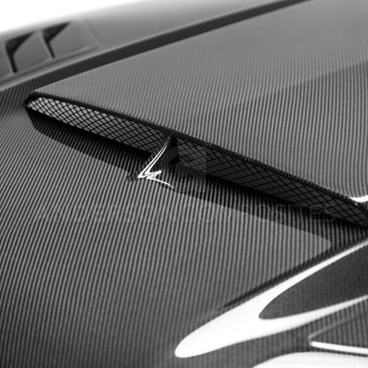 Anderson Composites AC-HD18FDMU-AB-DS Type-AB Ram Air Double Sided Carbon Fiber Hood For 2018-2020 Ford Mustang