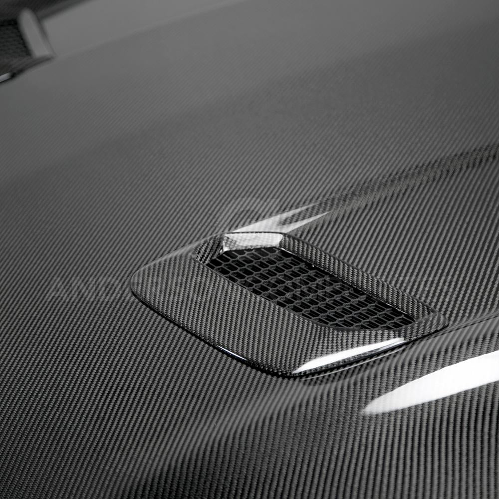 Anderson Composites AC-HD18FDMU-OE-DS Type-OE Double Sided Carbon Fiber Hood For 2018-2020 Ford Mustang