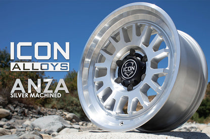 ICON Alloys Anza Silver Machined 17 X 8.5 / 5 X 150 25mm Offset 5.75" BS