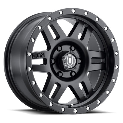 ICON ALLOYS SIX SPEED SAT BLK - 17 X 8.5 / 6 X 5.5 / 25MM / 5.75" BS