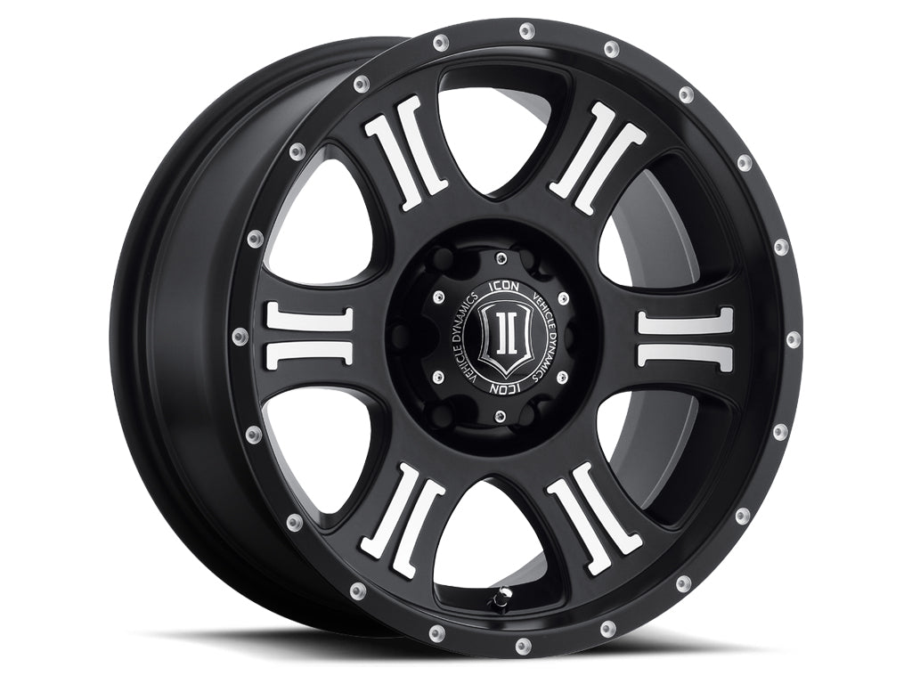 ICON ALLOYS SHIELD SAT BLK MACH - 17 X 8.5 / 6 X 135 / 6MM / 5" BS