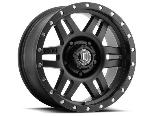 ICON ALLOYS SIX SPEED SAT BLK - 17 X 8.5 / 6 X 135 / 6MM / 5" BS