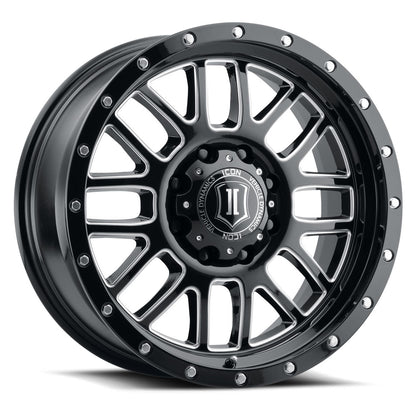 ICON ALLOYS ALPHA GLS BLK MILL WIN - 20 X 9 / 6 X 135 / 16MM / 5.625" BS