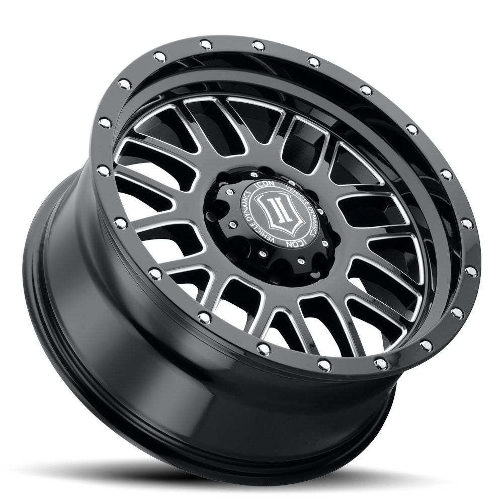 ICON Alloys Alpha Gloss Black With Milled Windows 20 X 9 / 6 X 5.5 16mm Offset 5.625" BS