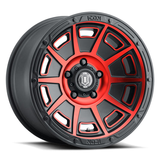 ICON ALLOYS VICTORY SAT BLK RED - 17 X 8.5 / 6X135 / 6MM / 5" BS