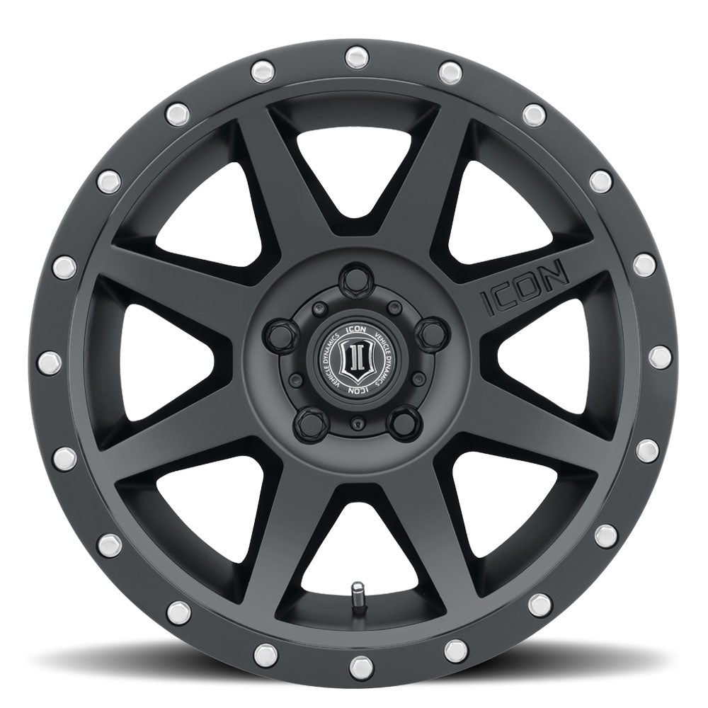 ICON ALLOYS REBOUND SAT BLK - 17 X 8.5 / 5 X 5.5 / 0MM / 4.75" BS