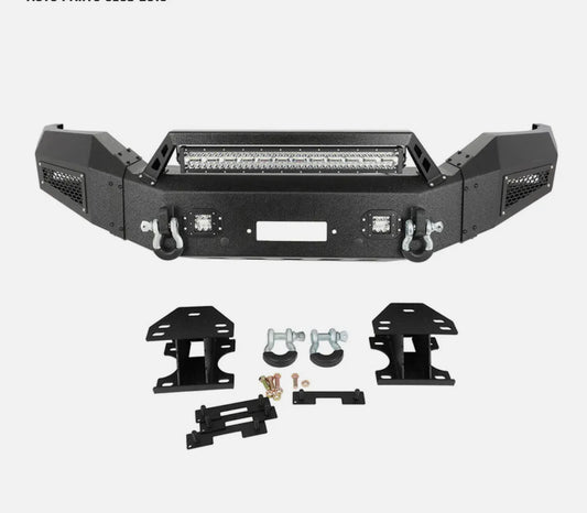 For 2016-2018 GMC Sierra 1500 Black Textured Front Bumper Steel with Winch Seat