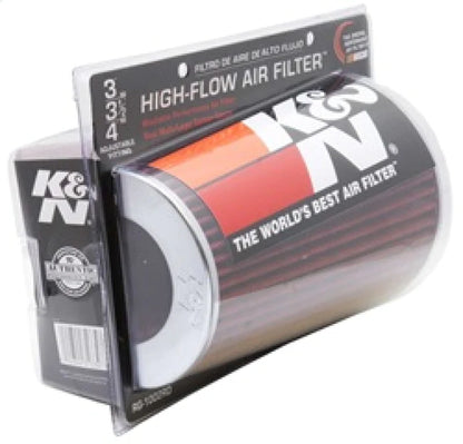 K&N Universal Air Filter Chrome Round Tapered Red - 4in - RG-1002RD