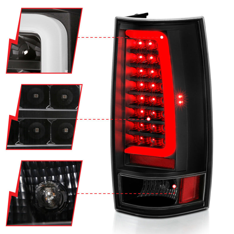 ANZO 2007-2014 Chevy Tahoe LED Taillight Plank Style Black w/Clear - 311321