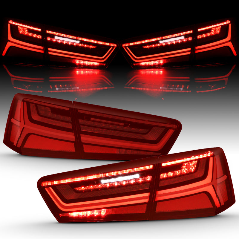 ANZO 2012-2018 Audi A6 LED Taillight Black Housing Red/Clear Lens - 321353-C-Dub Tech