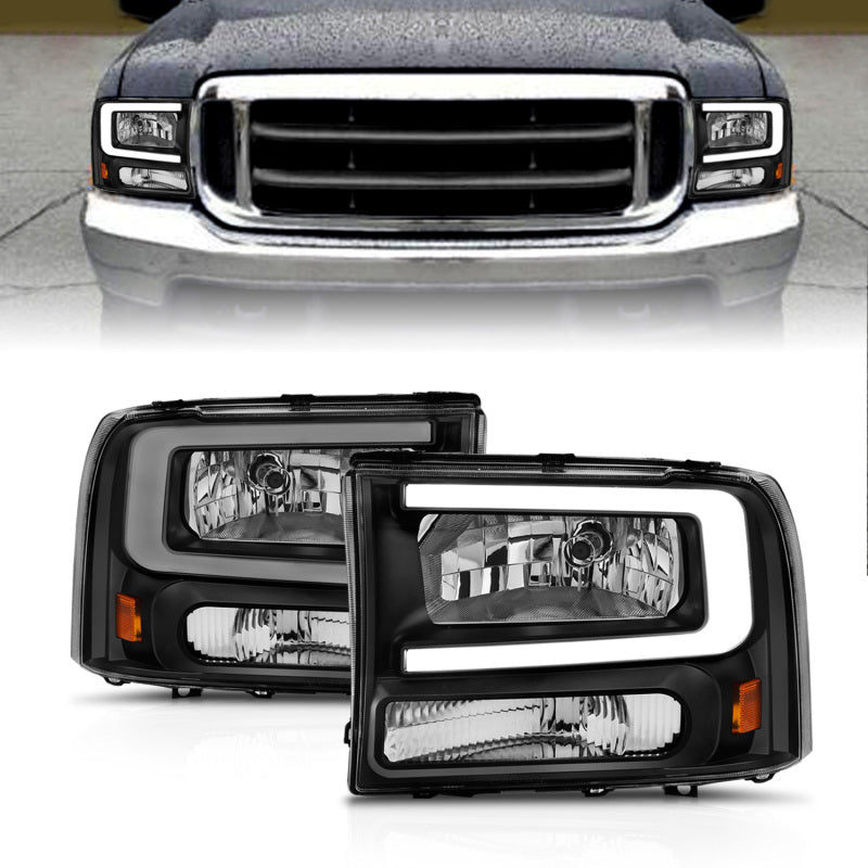 ANZO 99-04 Ford F250/F350/F450/Excursion (excl. 99) Crystal Headlights - w/ - 111549